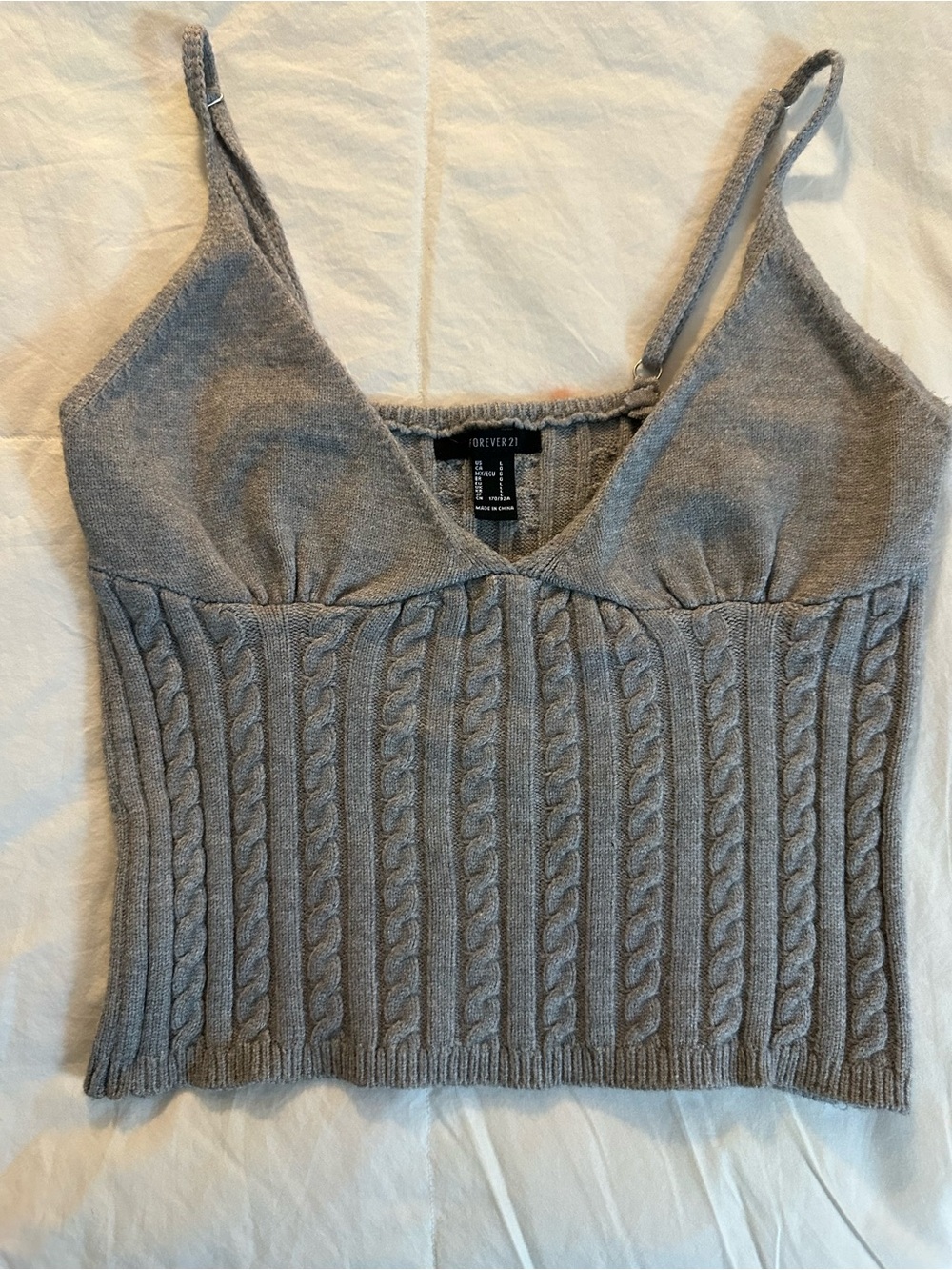 Forever 21 Gray Cable Knit V-Neck Cami